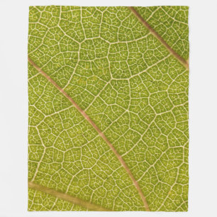 Green Leaf Macro Fleece Blanket