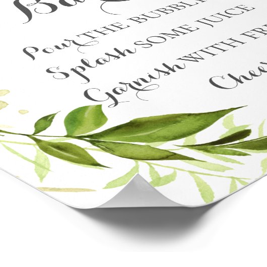 Green Leaf Mimosa Bar Sign, Rustic Greenery Poster (Hoek)