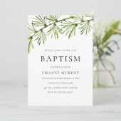 Green Leaf Modern Baptism Christening boy of girl Kaart (Staand voorkant)