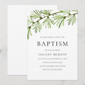 Green Leaf Modern Baptism Christening boy of girl Kaart (Voorkant / Achterkant)