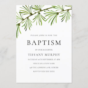 Green Leaf Modern Baptism Christening boy of girl Kaart
