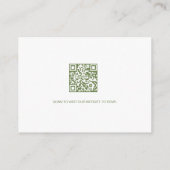 Green leaf Monogram Crest bruiloft website RSVP Informatiekaartje (Achterkant)