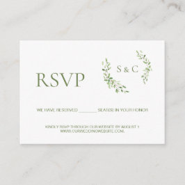 Green leaf Monogram Crest bruiloft website RSVP Informatiekaartje