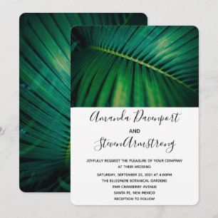 Green Leaf Palm Frond CLoesup Photo Wedding Kaart