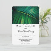 Green Leaf Palm Frond CLoesup Photo Wedding Kaart (Staand voorkant)