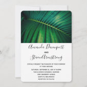 Green Leaf Palm Frond CLoesup Photo Wedding Kaart (Voorkant)