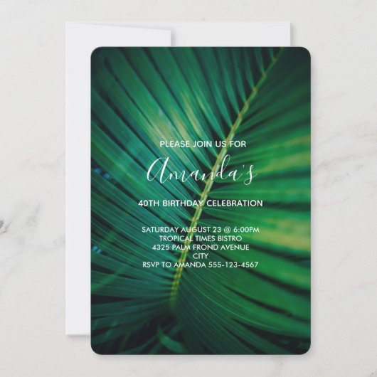 Green Leaf Palm Frond Closeup Foto Birthday Kaart (Voorkant)