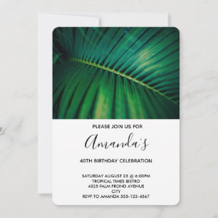 Green Leaf Palm Frond Closeup Foto Birthday Kaart