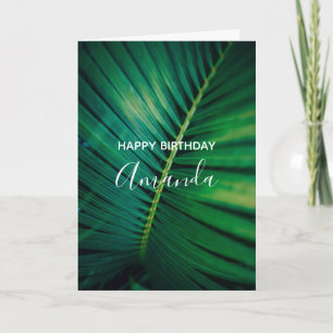 Green Leaf Palm Frond Closeup Foto Birthday Kaart