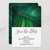 Green Leaf Palm Frond Closeup Foto Birthday Save The Date (Voorkant / Achterkant)