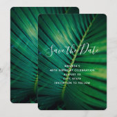 Green Leaf Palm Frond Closeup Foto Birthday Save The Date (Voorkant / Achterkant)