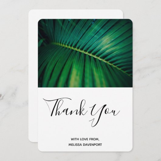 Green Leaf Palm Frond Closeup Foto Dank u Bedankkaart (Voorkant / Achterkant)