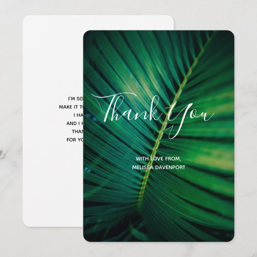 Green Leaf Palm Frond Closeup Foto Dank u Bedankkaart (Voorkant / Achterkant)