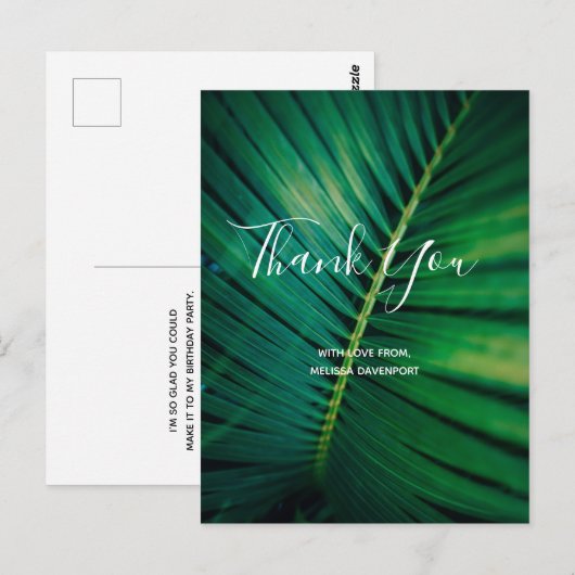 Green Leaf Palm Frond Closeup Foto Dank u Briefkaart (Voorkant / Achterkant)
