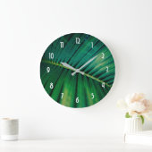 Green Leaf Palm Frond Closeup Foto Grote Klok (Huis)