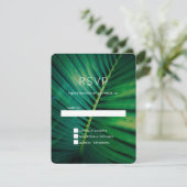 Green Leaf Palm Frond Closeup Photo Wedding RSVP Kaartje (Staand voorkant)