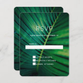 Green Leaf Palm Frond Closeup Photo Wedding RSVP Kaartje (Voorkant / Achterkant)