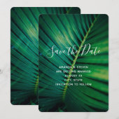 Green Leaf Palm Frond Closeup Photo Wedding Save The Date (Voorkant / Achterkant)