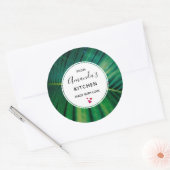 Green Leaf Palm Frond Natuur Photo Kitchen Ronde Sticker (Envelop)