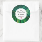Green Leaf Palm Frond Natuur Photo Kitchen Ronde Sticker (Tas)