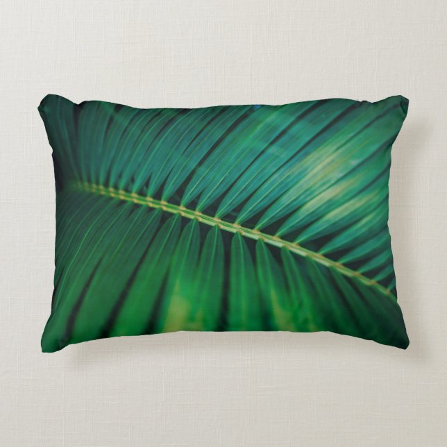 Green Leaf Palm Frond Tropische Natuur Foto Accent Kussen (Voorkant)