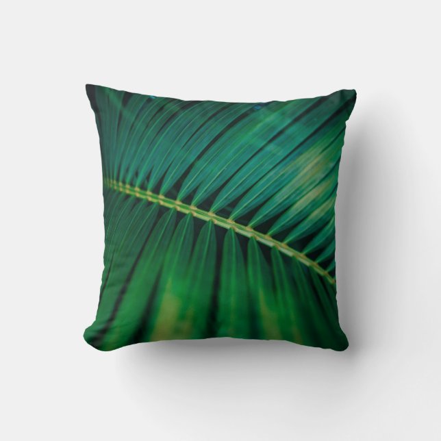 Green Leaf Palm Frond Tropische Natuur Foto Kussen (Voorkant)