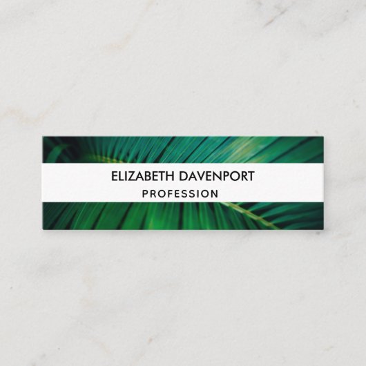 Green Leaf Palm Frond Tropische Natuur Foto Mini Visitekaartje (Voorkant)