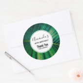 Green Leaf Palm Frond Tropische Natuur Foto: Ronde Sticker (Envelop)