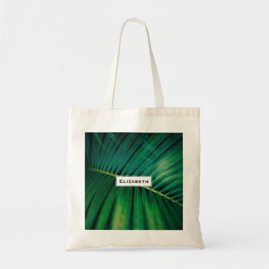 Green Leaf Palm Frond Tropische Natuur Foto Tote Bag (Voorkant)