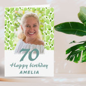 Green Leaf Pattern Botanical 70th Birthday Foto Kaart
