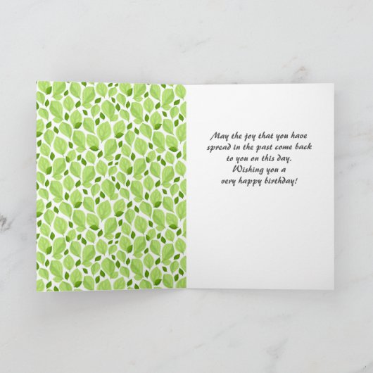 Green Leaf Pattern Botanical 70th Birthday Foto Kaart (Binnen)