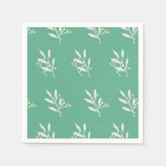 Green Leaf Pattern Cocktail Paper servetten