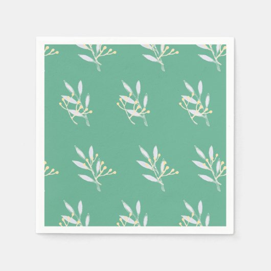 Green Leaf Pattern Cocktail Paper servetten (Voorkant)