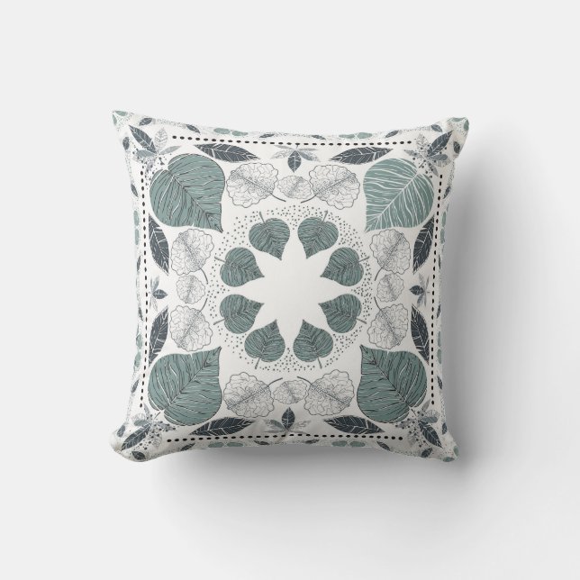 Green Leaf Pattern Designer Pilow Kussen (Voorkant)