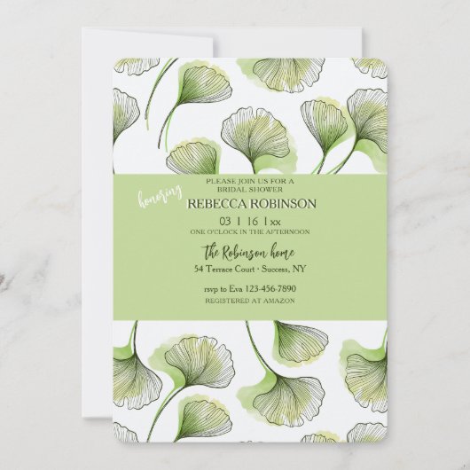 Green Leaf Pattern Invitation Kaart (Voorkant)