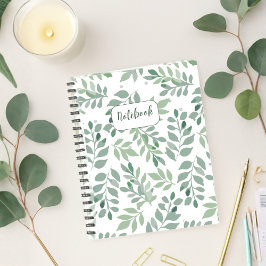 Green Leaf Pattern Personalized Notebook Notitieboek