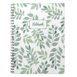 Green Leaf Pattern Personalized Notebook Notitieboek