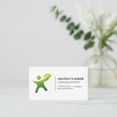 Green Leaf Person Logo | Tuinieren Visitekaartje (Staand voorkant)