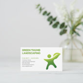 Green Leaf Person Logo | Tuinieren Visitekaartje (Staand voorkant)