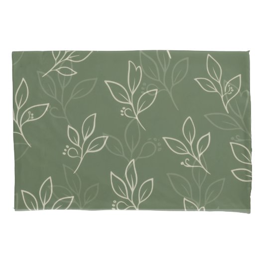 Green Leaf Pillowcase Set Kussensloop (Voorkant-Links)