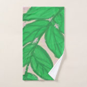 Green Leaf Pink Splatter Waterverf Badhanddoek Set Bad Handdoek (Handdoek)