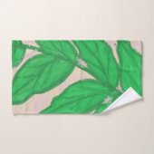 Green Leaf Pink Splatter Waterverf Badhanddoek Set Bad Handdoek (Handdoek)