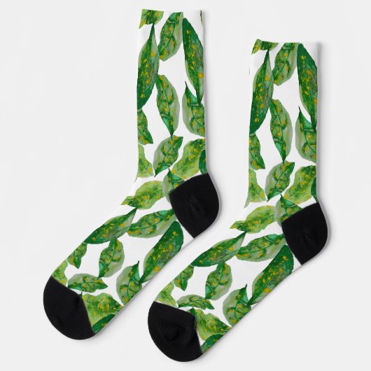 Green Leaf print Sokken (Links)