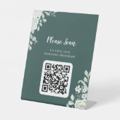 Green Leaf QR Code Trouwprogramma voetstuk Reclamebord Met Voetstuk (Voorkant)