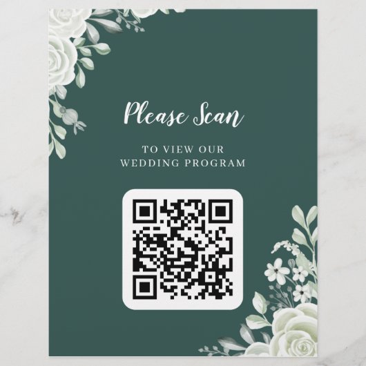Green Leaf QR Code Wedding Flyer (Voorkant)