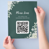 Green Leaf QR Code Wedding Flyer (Hand)