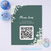 Green Leaf QR Code Wedding Flyer (Enkel)