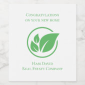 Green leaf Real estate white green custom Business Wijn Etiket (Enkel label)