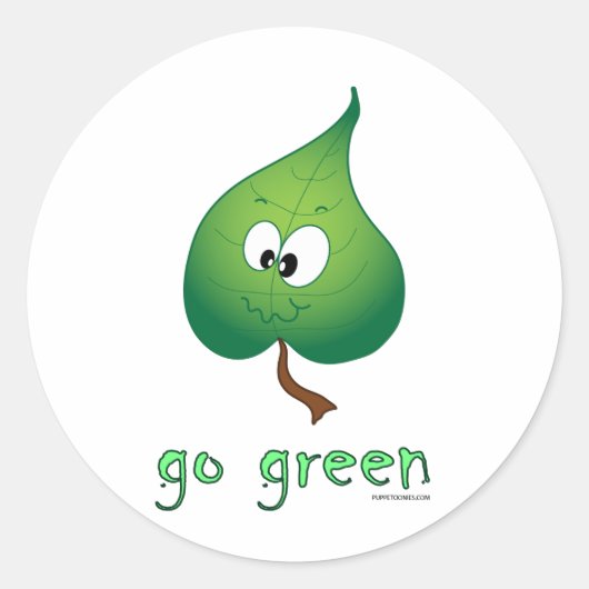 Green Leaf Ronde Sticker (Voorkant)