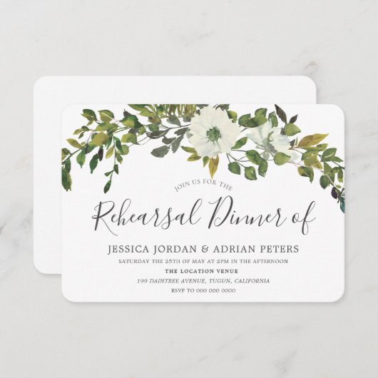 Green Leaf Rustic Country Rehearsal Dinner Kaart (Voorkant / Achterkant)